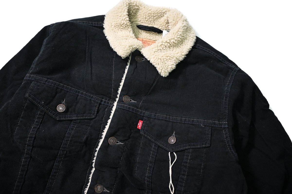 画像3: 00s Deadstock Levi's 70520 Corduroy Sherpa Trucker Jacket Black リーバイス (3)