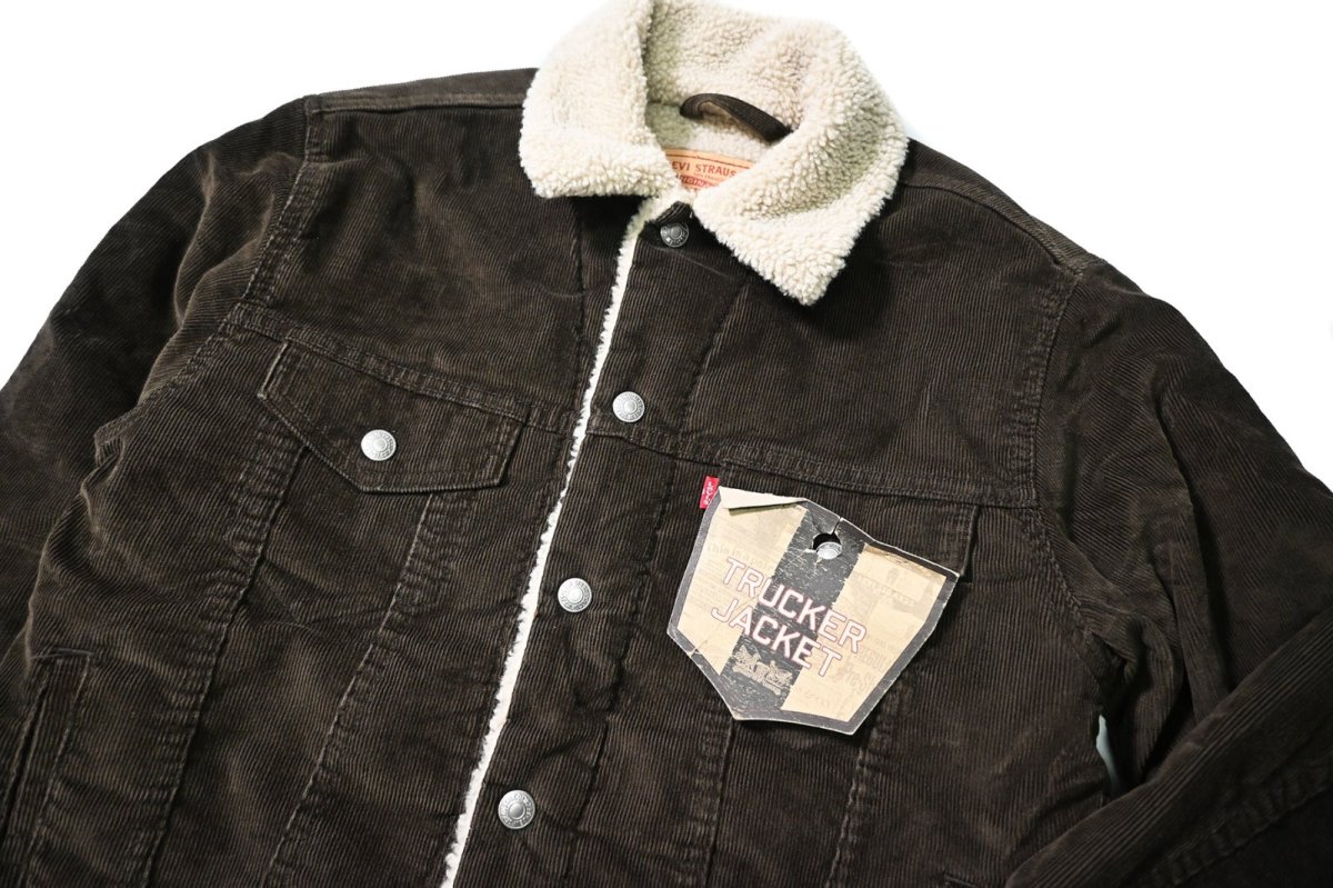画像3: 00s Deadstock Levi's 70520 Corduroy Sherpa Trucker Jacket Dark Brown リーバイス (3)