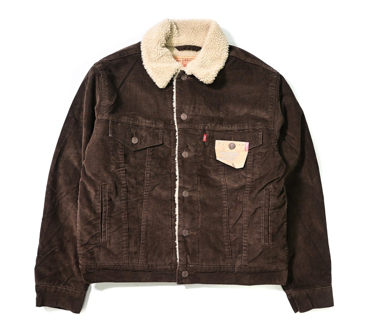 画像1: 00s Deadstock Levi's 70520 Corduroy Sherpa Trucker Jacket Brown リーバイス (1)