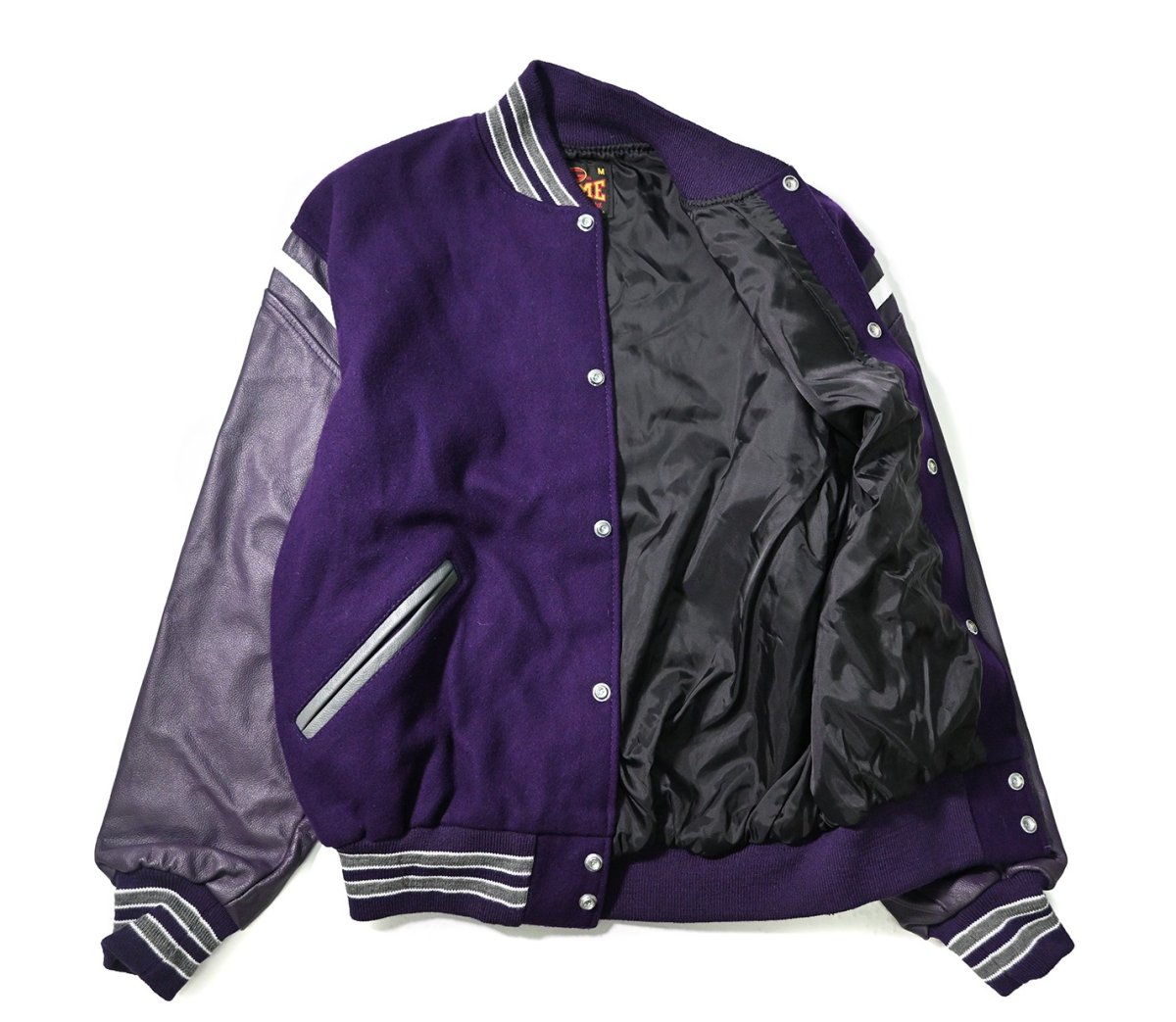 画像6: 00s Deadstock Game Sportswear Melton/Leather Varsity Jacket made in USA (6)