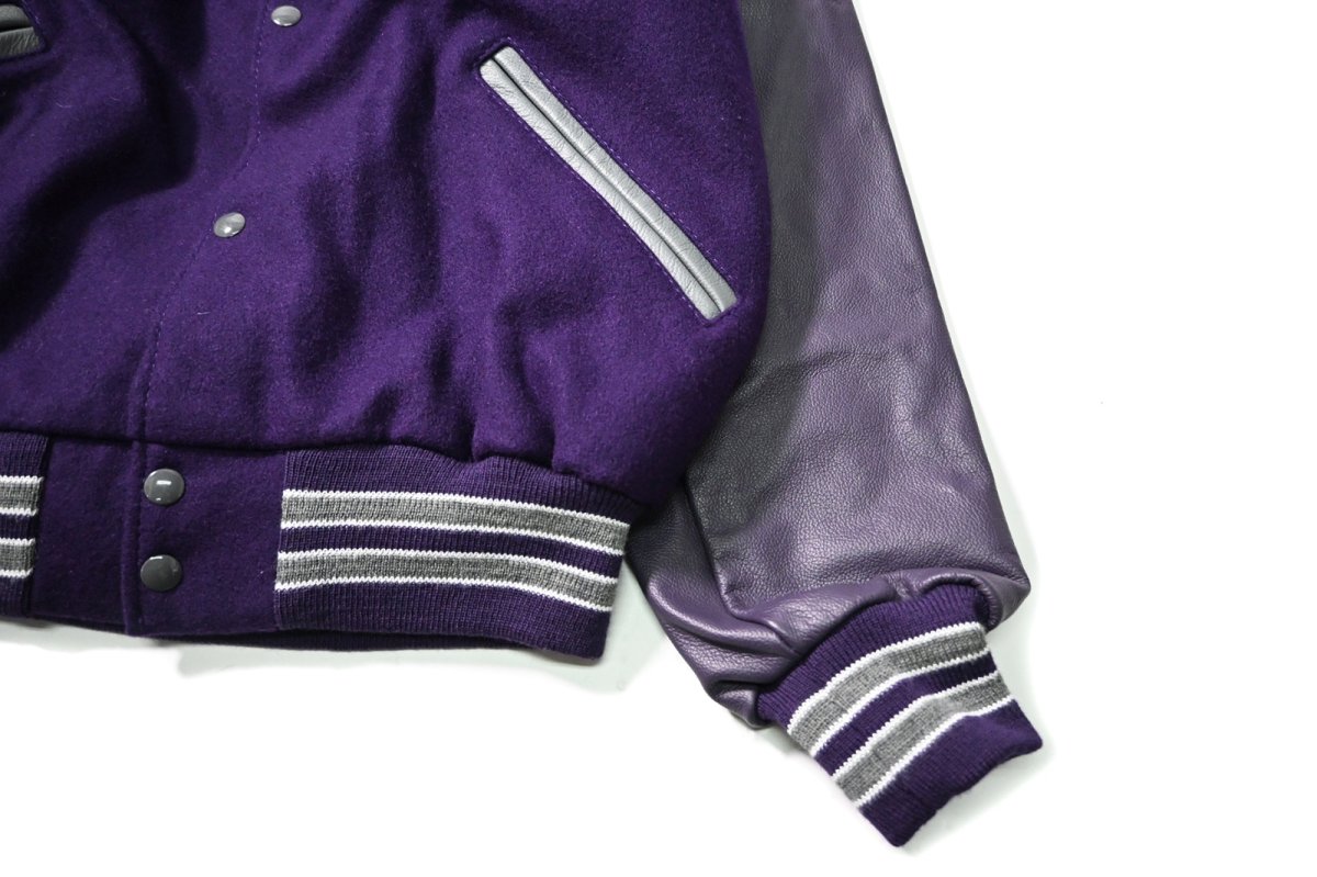 画像4: 00s Deadstock Game Sportswear Melton/Leather Varsity Jacket made in USA (4)
