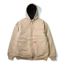 画像1: 00s Used Dickies Quilted Flannel Lined Duck Hooded Jacket (1)