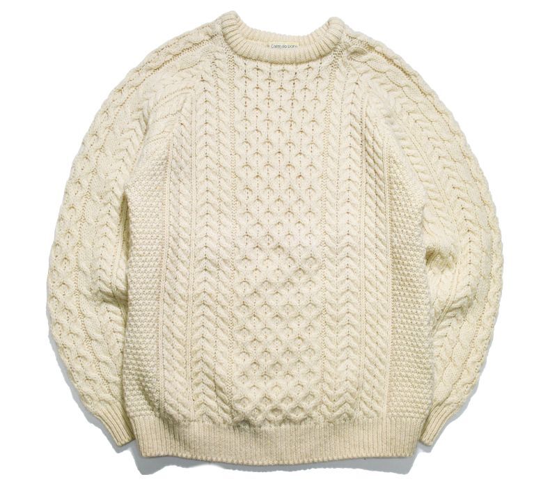 画像1: Used Crew Neck Aran Knit Sweater アランセーター (1)