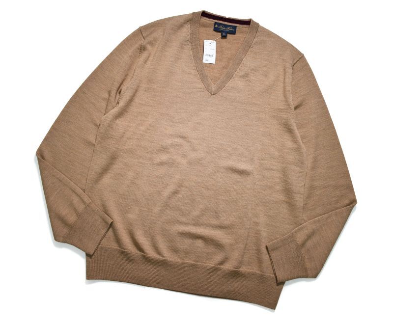 画像1: Brooks Brothers V-Neck Wool Knit Sweater Camel ブルックスブラザーズ (1)
