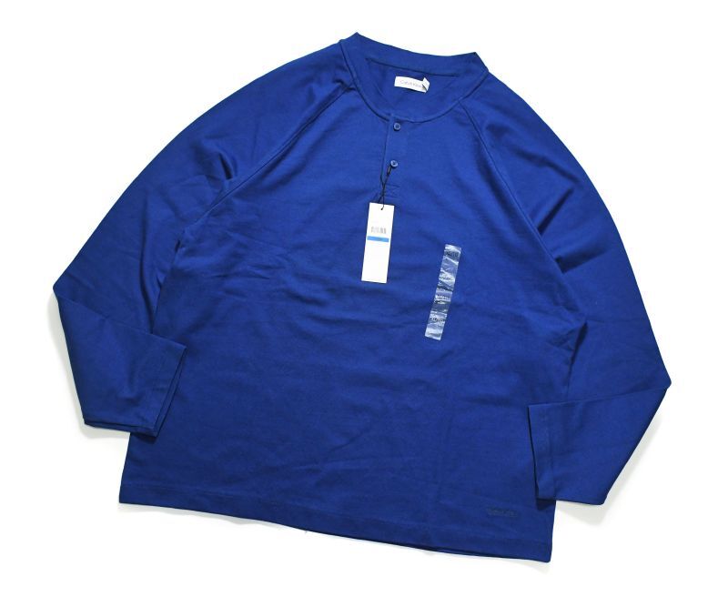 画像1: Calvin Klein Henley Neck L/S T-shirt Blue カルバンクライン (1)