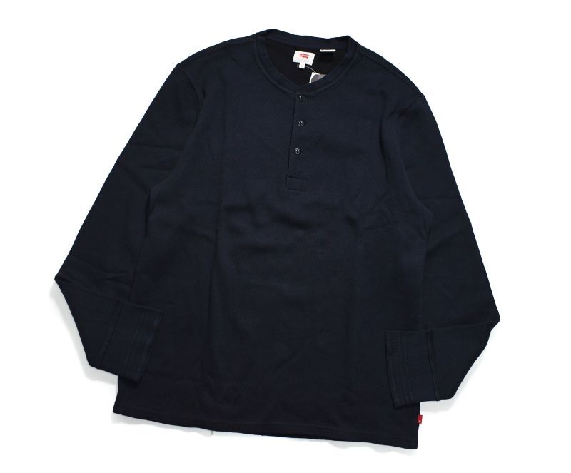 画像1: Levi's Henley Neck Thermal Long Sleeve Shirt Navy リーバイス (1)