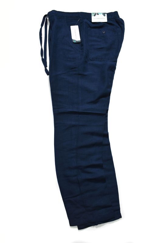 画像1: Cubavera Linen Brend Draw String Pants Dress Blue キューバベラ (1)