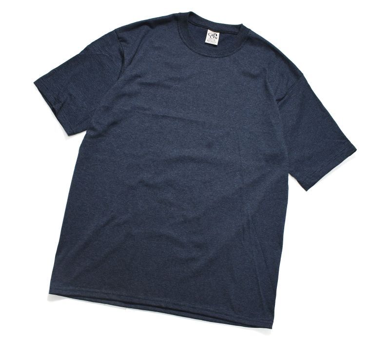 Cal Cru S/S Micro Border T-Shirt Navy カルクルー