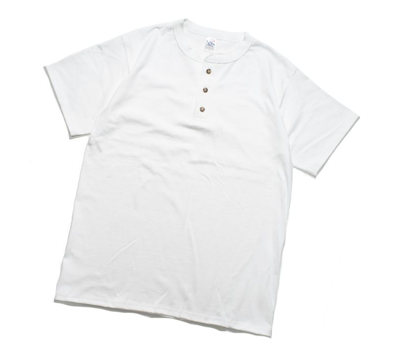 Cal Cru 3Button S/S Henley T-Shirt White カルクルー