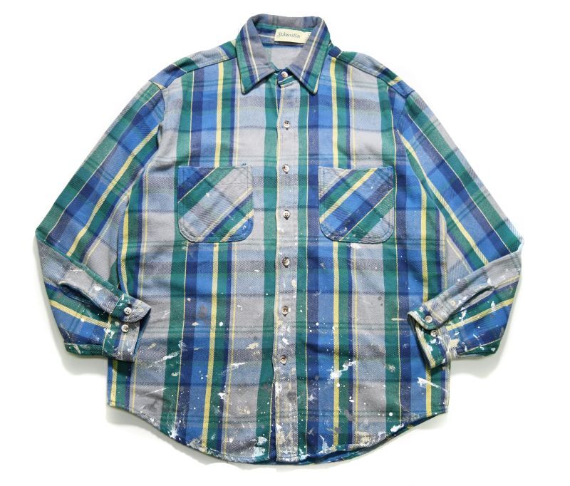 画像1: Used St John's Bay Damaged L/S Flannel Shirt made in USA (1)