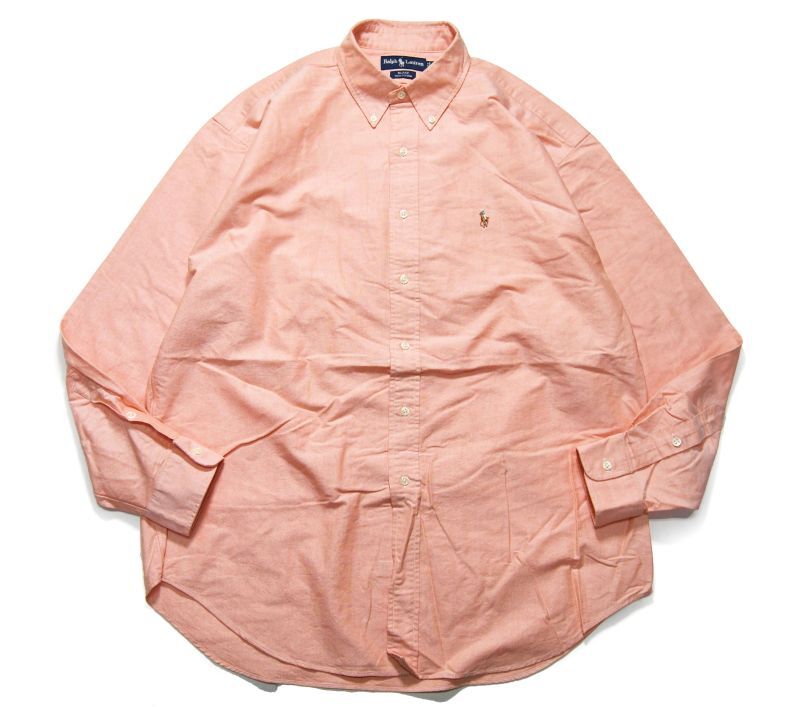 画像1: Used Ralph Lauren L/S Oxford Shirt Orange "Blake" ラルフローレン (1)