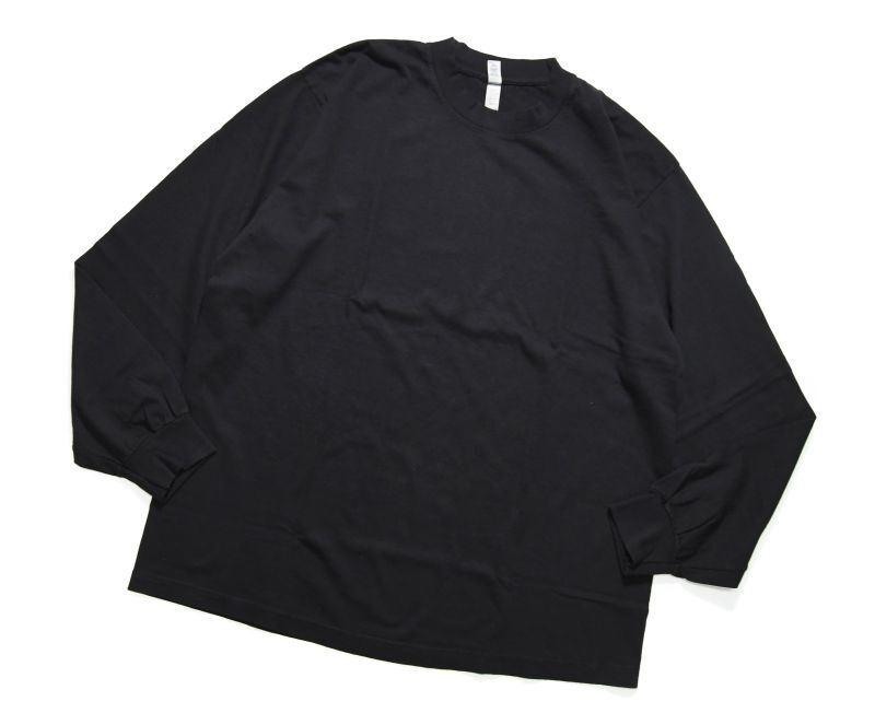 画像1: Los Angeles Apparel Garment Dye 6.5oz L/S T-Shirt Black ロサンゼルスアパレル (1)