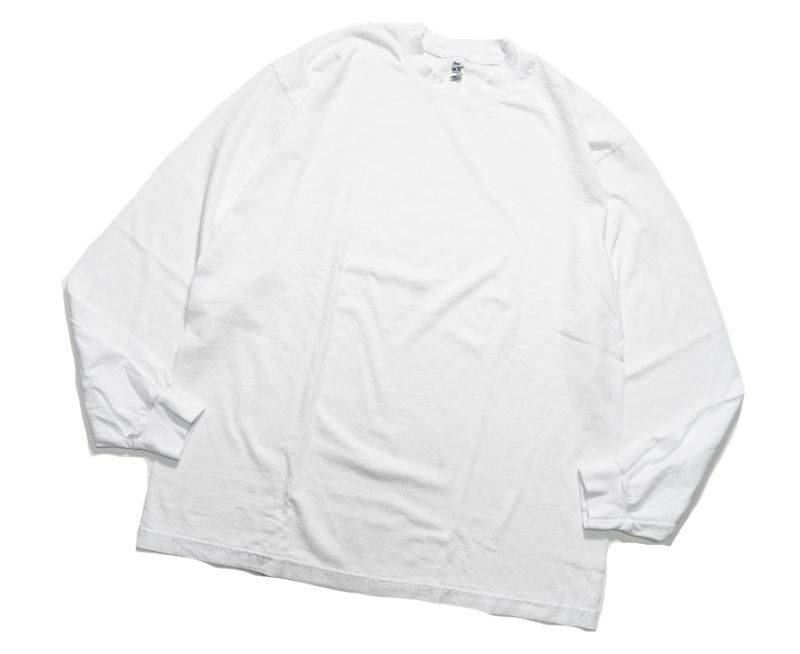 画像1: Los Angeles Apparel Garment Dye 6.5oz L/S T-Shirt White ロサンゼルスアパレル (1)