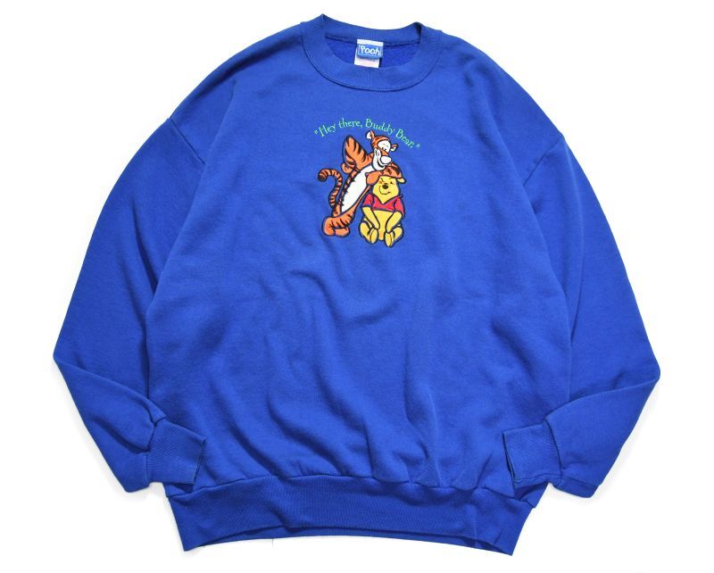 画像1: Used Disney Embroidered Crew Neck Sweat Shirt "Pooh" (1)