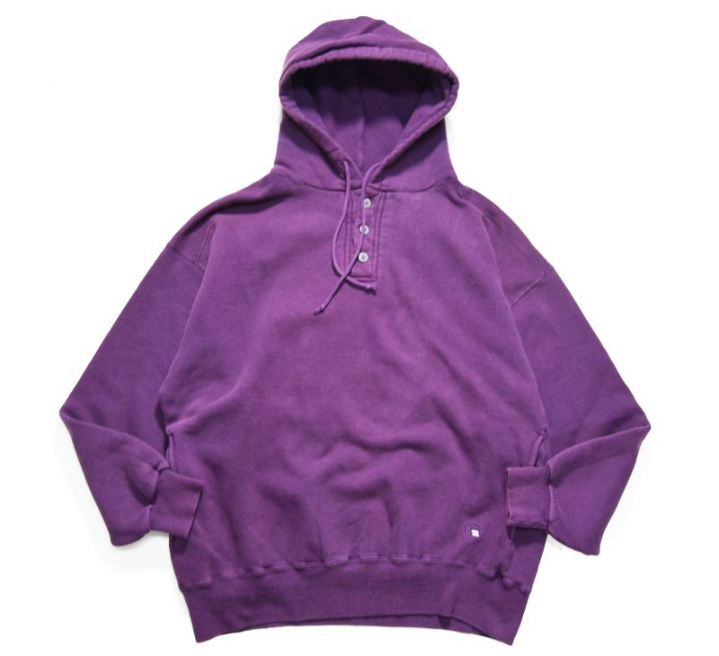画像1: Used Russell Athletic Blank Sweat Button Hoodie Purple made in USA (1)
