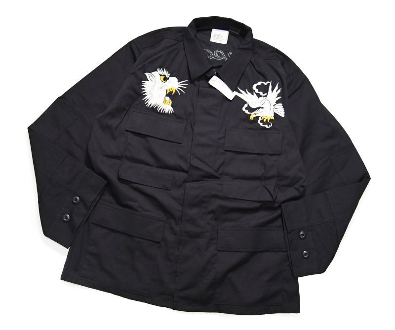 画像1: Deadstock USGI Ripstop BDU Coat Black357 W/Sukajan Embroidered “U.S. Bald Eagle × Japan Map” (1)