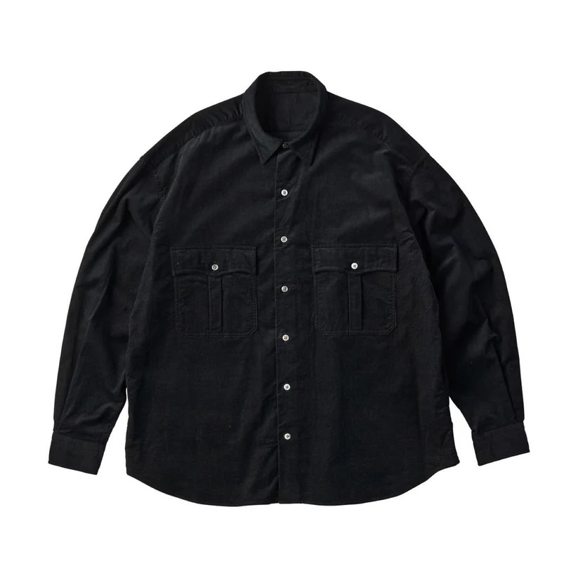 画像1: Porter Classic Roll Up Organic Corduroy Shirt Black ポータークラシック (1)