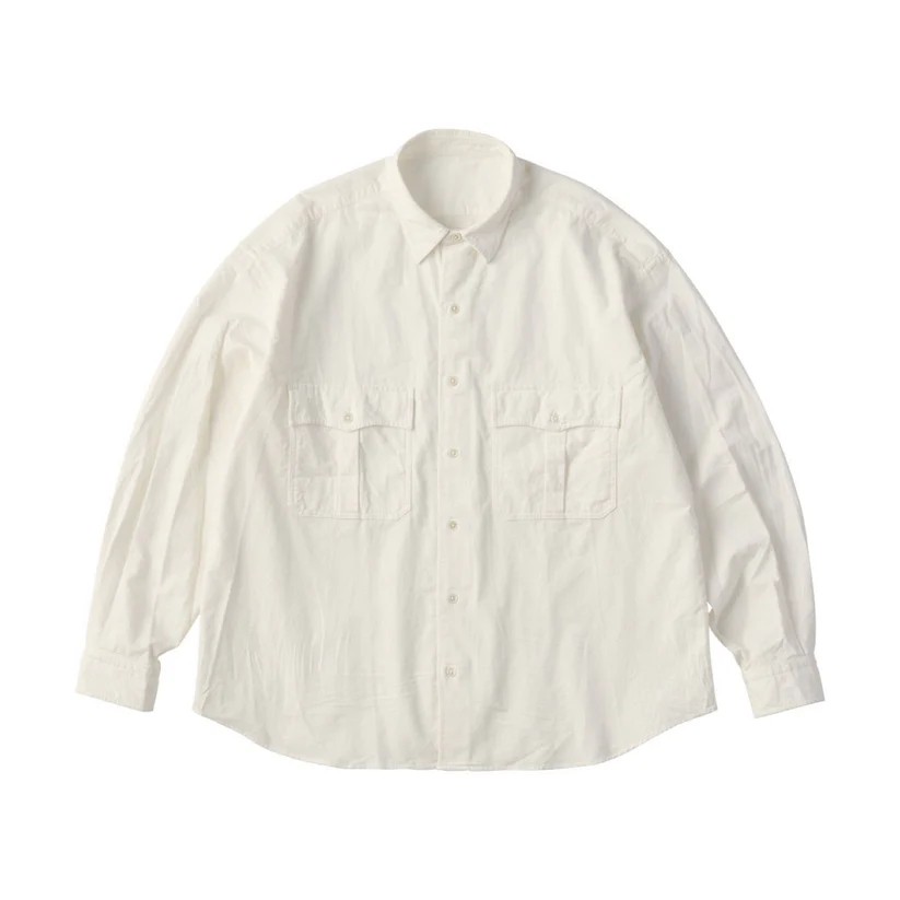 画像1: Porter Classic Roll Up Organic Corduroy Shirt White ポータークラシック (1)
