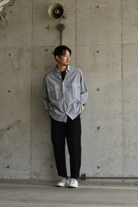 Porter Classic Roll Up Stripe Shirt ポータークラシック ロールアップ ストライプシャツ ブラック通販 ダメージドーン公式通販サイトdamagedone Online